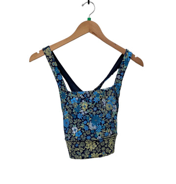 FP Movement Blue & Yellow Size L Floral Sports Bra Almost New