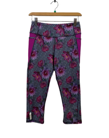 Kyodan Grey & Purple Size S Floral Leggings Almost New