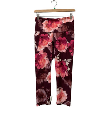 Old Navy Burgundy & Pink Size M Floral Leggings Almost New