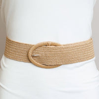 Oval Weave Stretch Belt - Tan