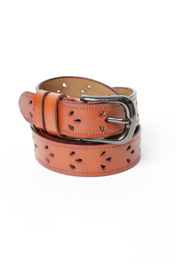 Petal Punch Leather Belt