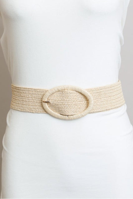 Oval Weave Stretch Belt - Natural