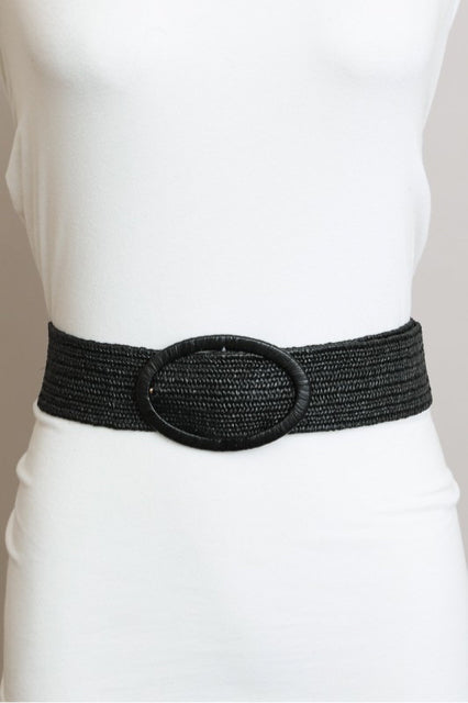 Oval Weave Stretch Belt - Black