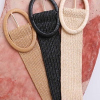 Oval Weave Stretch Belt - Natural